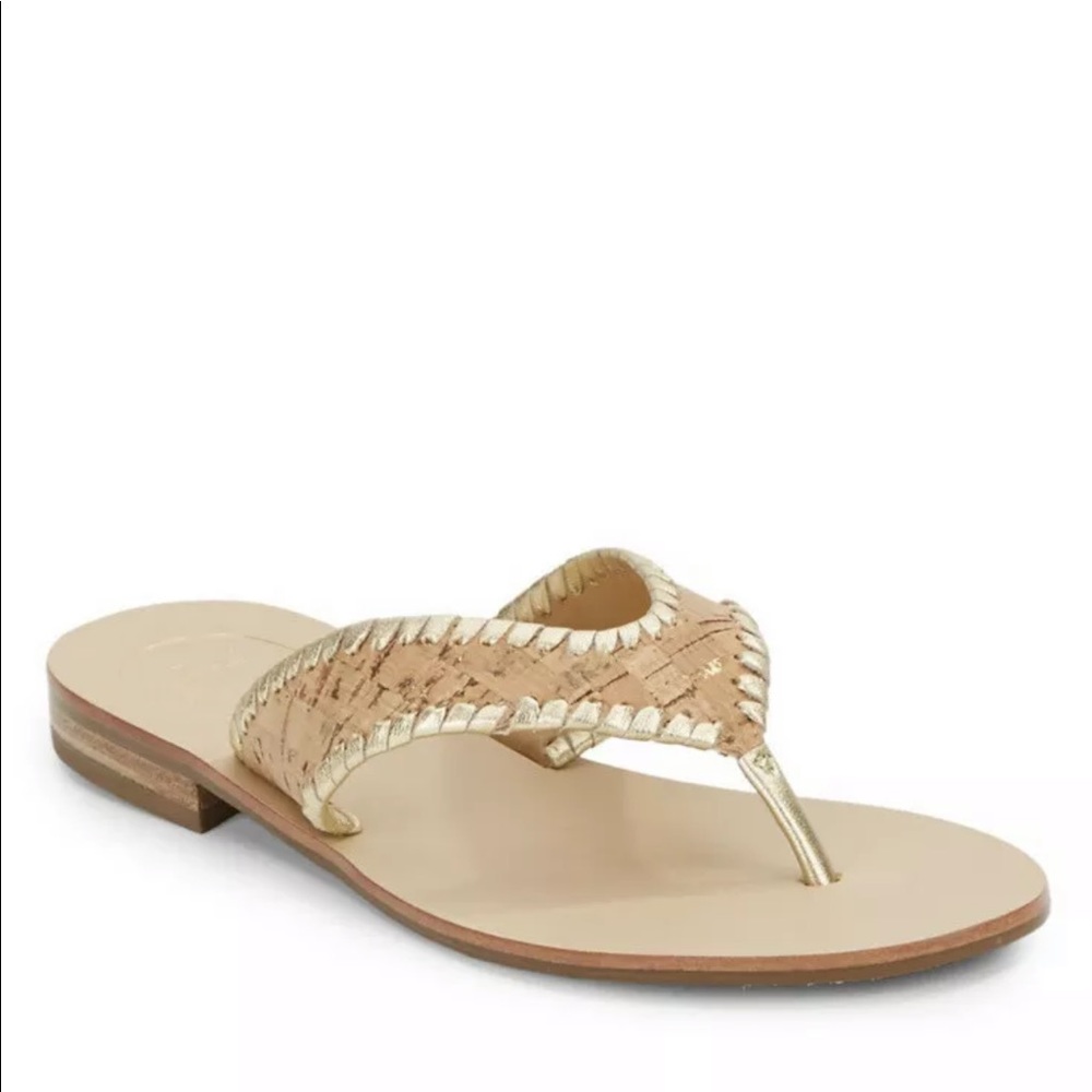 Jack Rogers Megan Cork & Leather Thong Sandals
